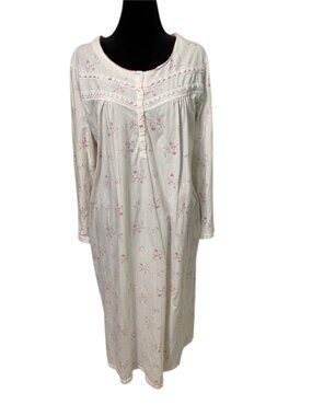 Keyocean Women's XXL Cotton Floral Nightgown Long Sleeve Cottagecore Sleepwear
